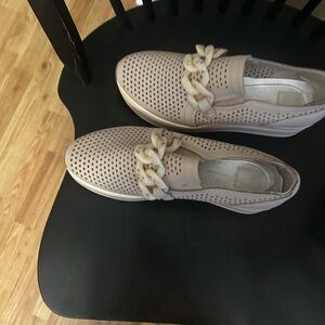Dolce Vita Cream Slip-On Flats with Chain Detail